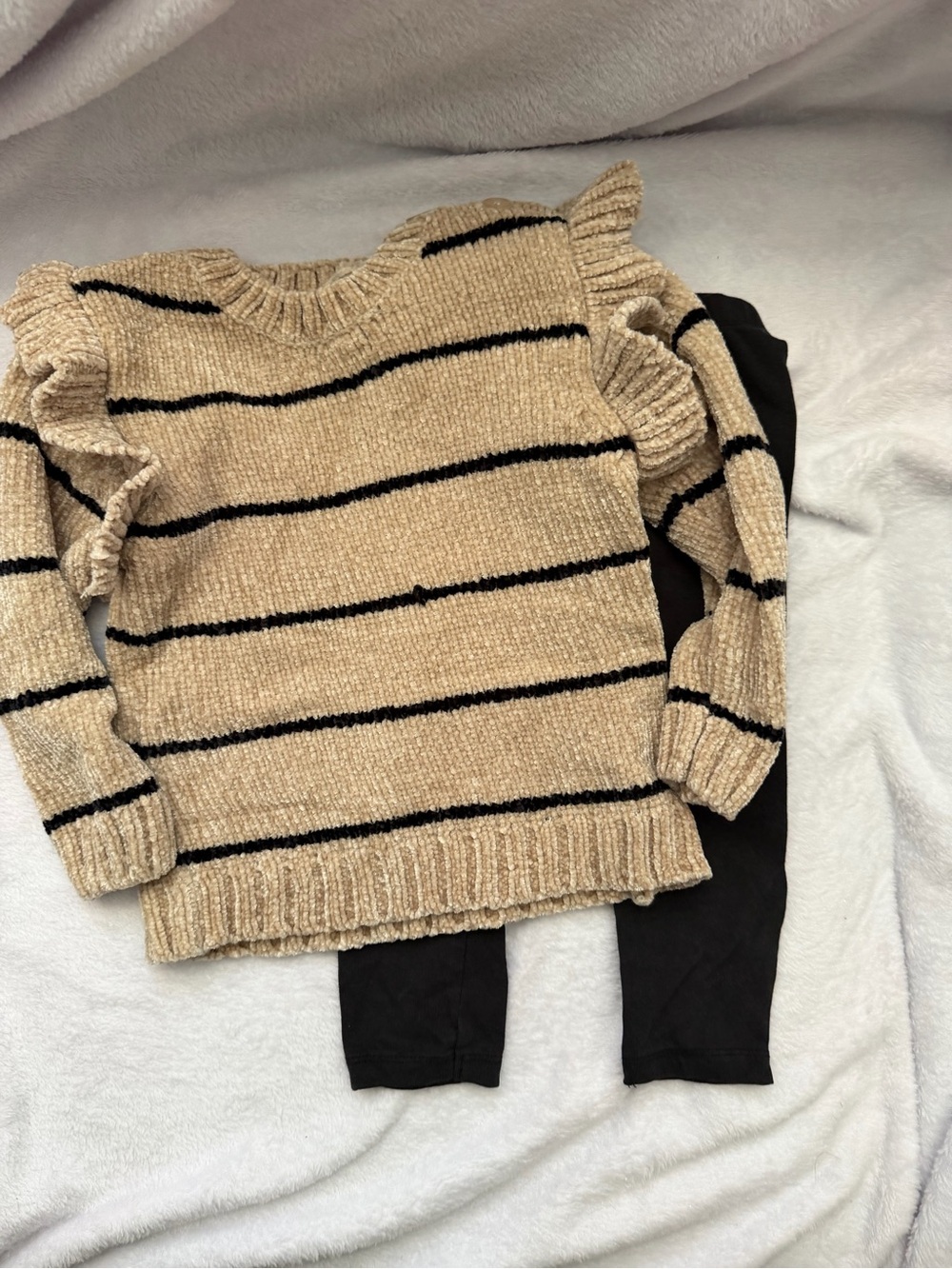 Jessica Simpson Tan Chenille Sweater with Black Stripes